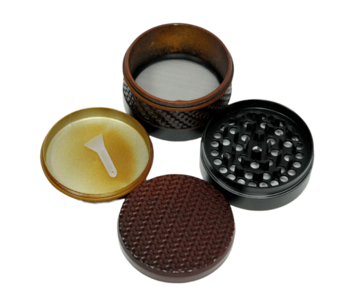 EC420 Weaving Wood Style 63mm 4 Piece Grinder - Orange/Copper