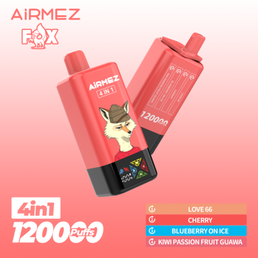 IMG_6325.png Airmez vape – Fox 4in1 120000puffs Disposable Vape Cherry & Love 66 & Berry Lemonade & Grape Ice