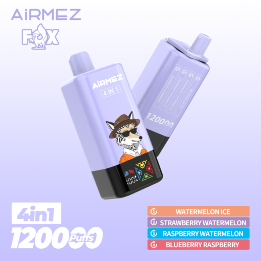 Airmez vape – Fox 4in1 120000puffs Disposable Vape Watermelon Ice & Strawberry Watermelon & Raspberry Watermelon & Blueberry Raspberry
