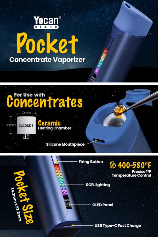 Yocan Black Pocket Concentrate Vaporizer Jet Black